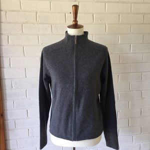 NEW Cashmere Charcoal Gray Zip-Up sweater Sz L